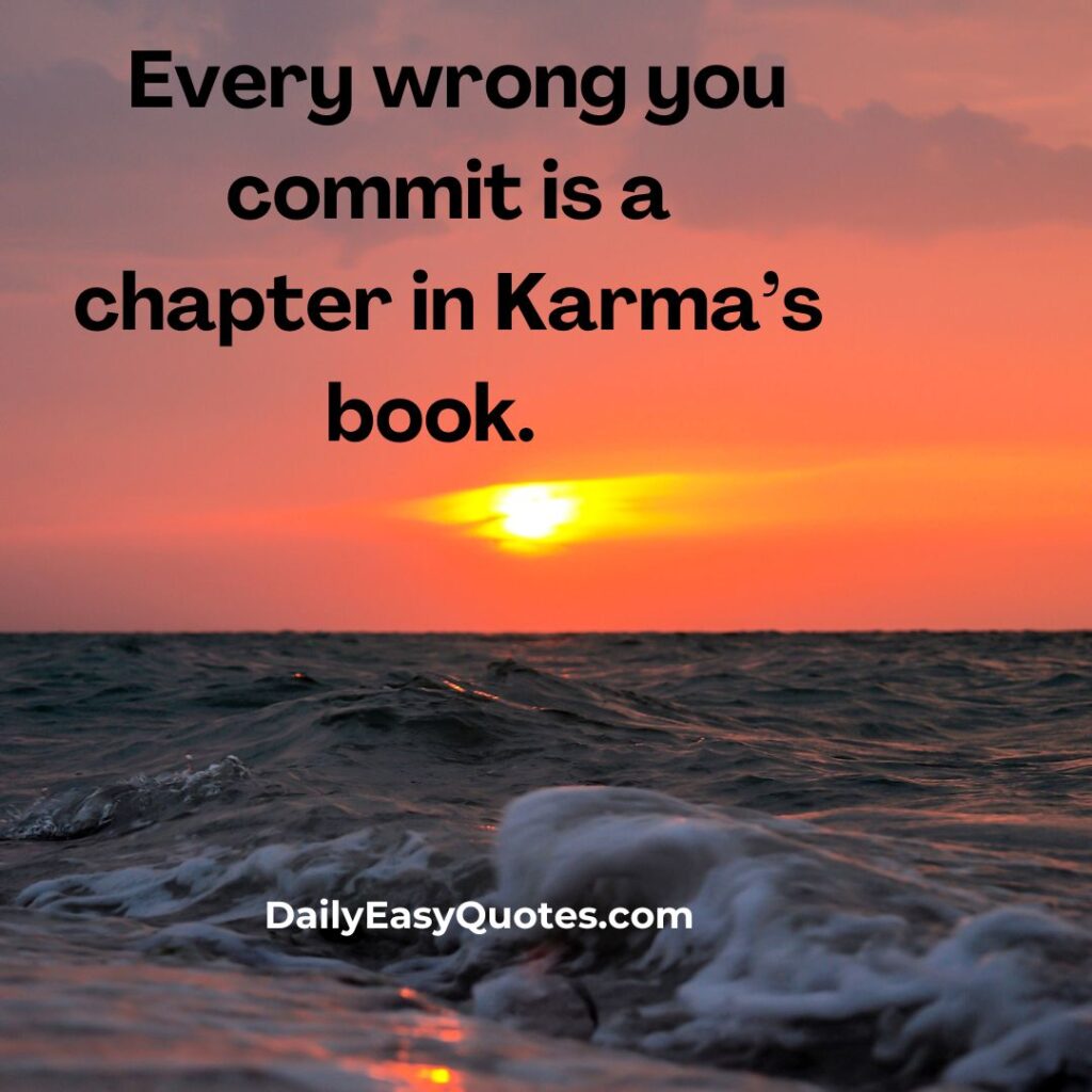 Chapter in Karma’s book illustrating the consequences of wrongdoings.

