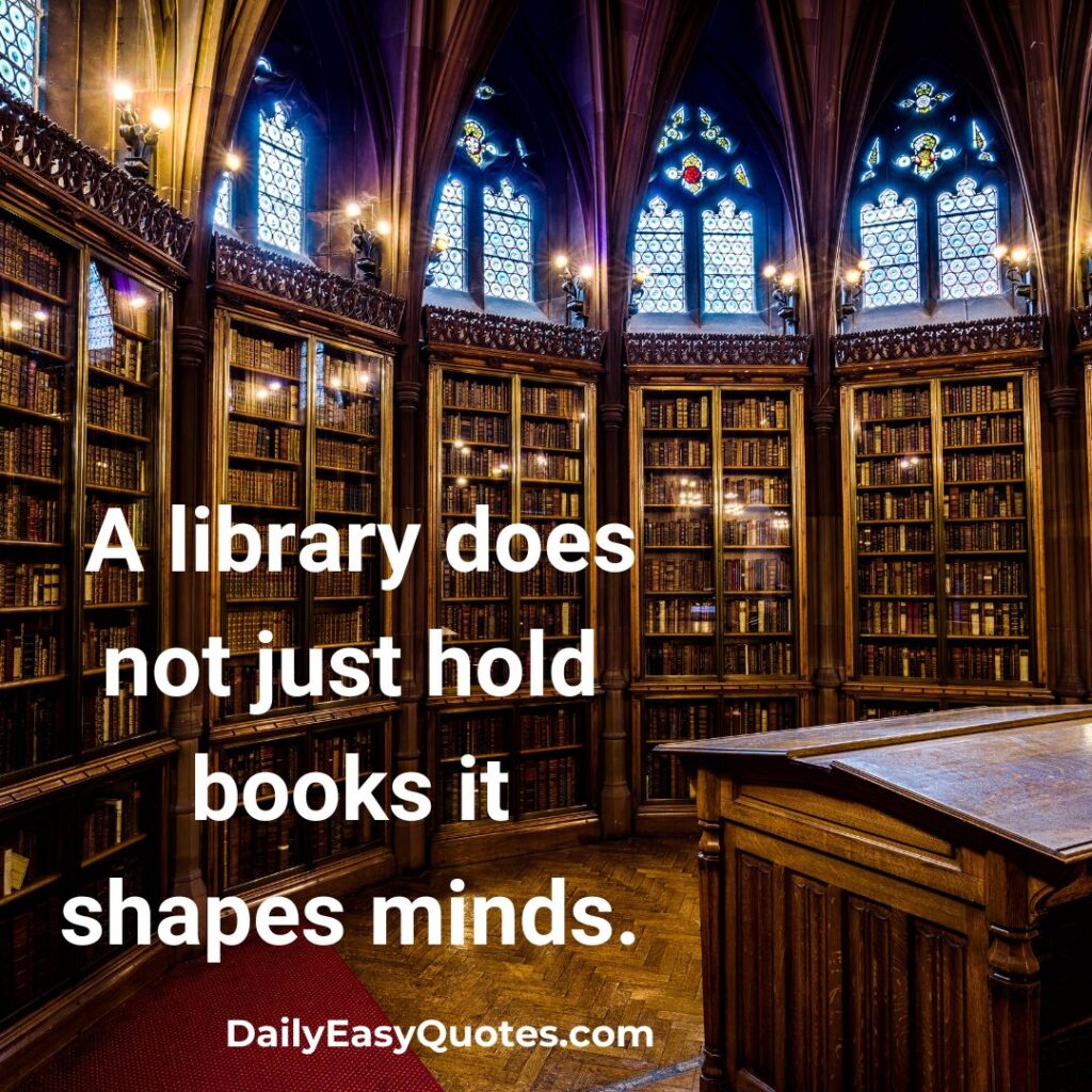 A library holds books and shapes minds, inspiring readers to grow.

