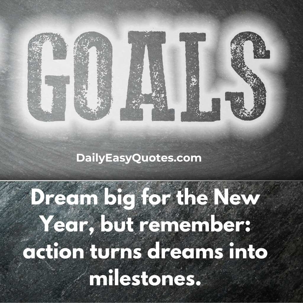 An inspirational quote about turning dreams into milestones with action.