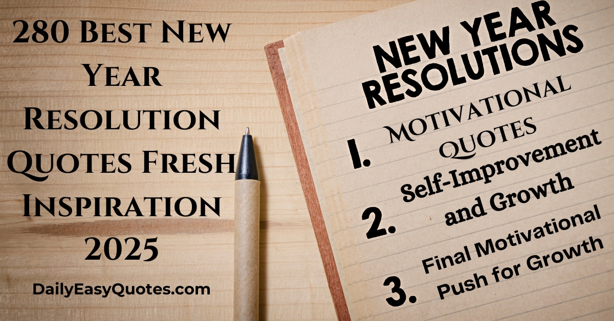 280 Best New Year Resolution Quotes Fresh Inspiration 2025’ with a motivational and celebratory theme.